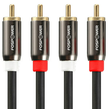 FosPower 2 RCA M/M Stereo Audio Cable [24K Gold Plated | Copper Core] 2RCA Male to 2RCA Male [Left / Right] Premium Sound Quality (Best Quality 3.5 Mm Audio Cable)