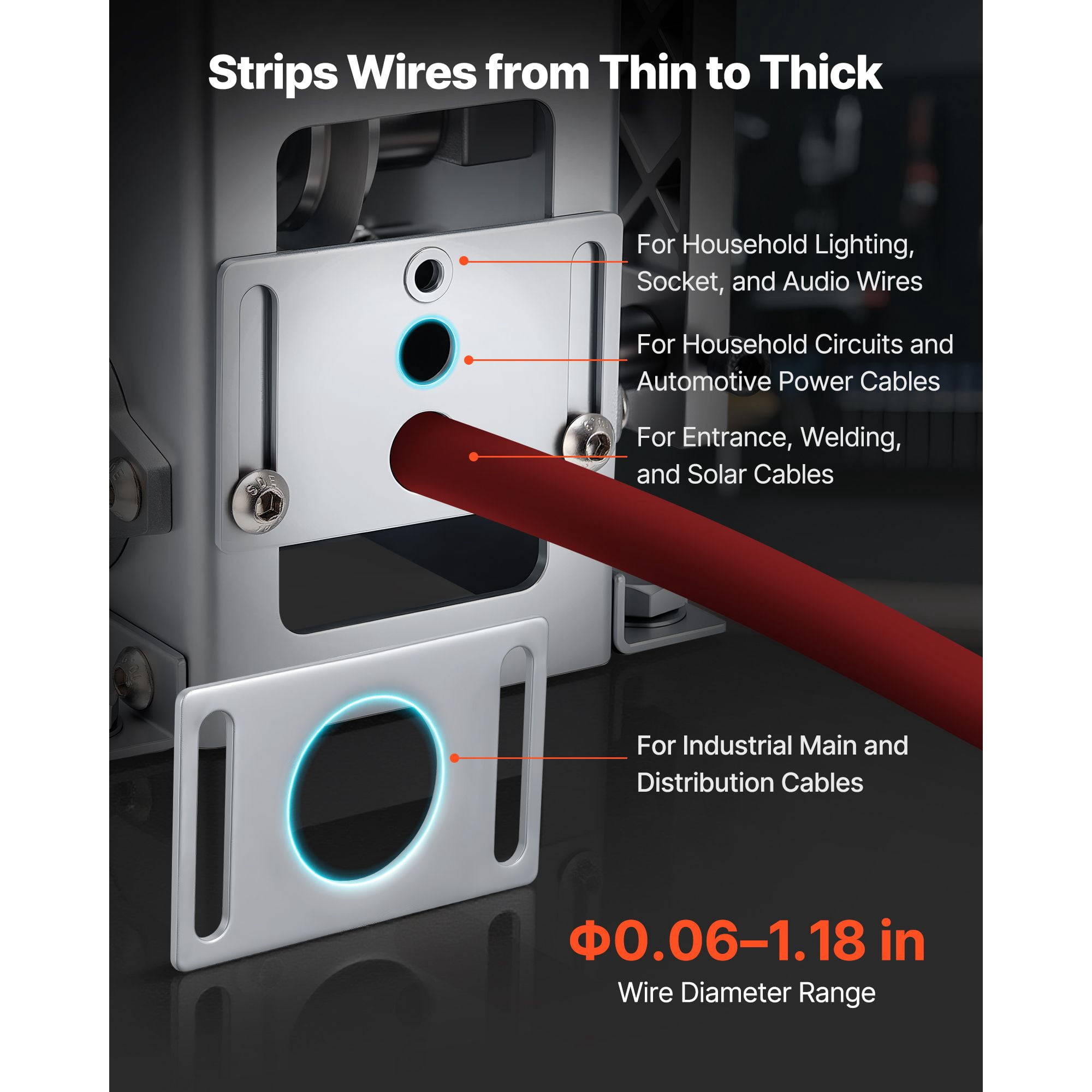 Manual Wire Stripper Machine 0.06-1.18", Hand Crank or Drill Powered, Deep V-Groove Rollers, Durable Blade, for Scrap Copper Recycling