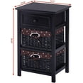 thumbnail image 5 of Gymax 3-Tiers 1-Drawer Black Nightstand Bedroom Storage Wood 2 Baskets, 5 of 7