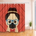 thumbnail image 1 of Cortina de Baño ABPHQTO Perro de dibujos animados con gafas Tejido poliéster Rojo 160x180 cm, 1 of 1