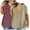 Khaki, variant on Plus Size Women's 2-Pack Solid Color V-Neck Blouse-Tee Set - Summer Casual Relaxed Fit Short Sleeve Tops with Mix & Match