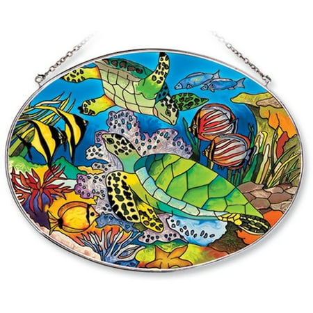 Amia Studios Tropical Fish and Turtles Large Oval Suncatcher #7741