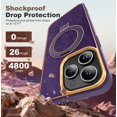thumbnail image 5 of for iPhone 14 Pro Max Case with Magnetic Invisible Ring Stand Compatible with Mag-Safe Leather Business Shockproof Military Drop Protection Classic Luxury Phone Cases for Women Men,Purple, 5 of 14