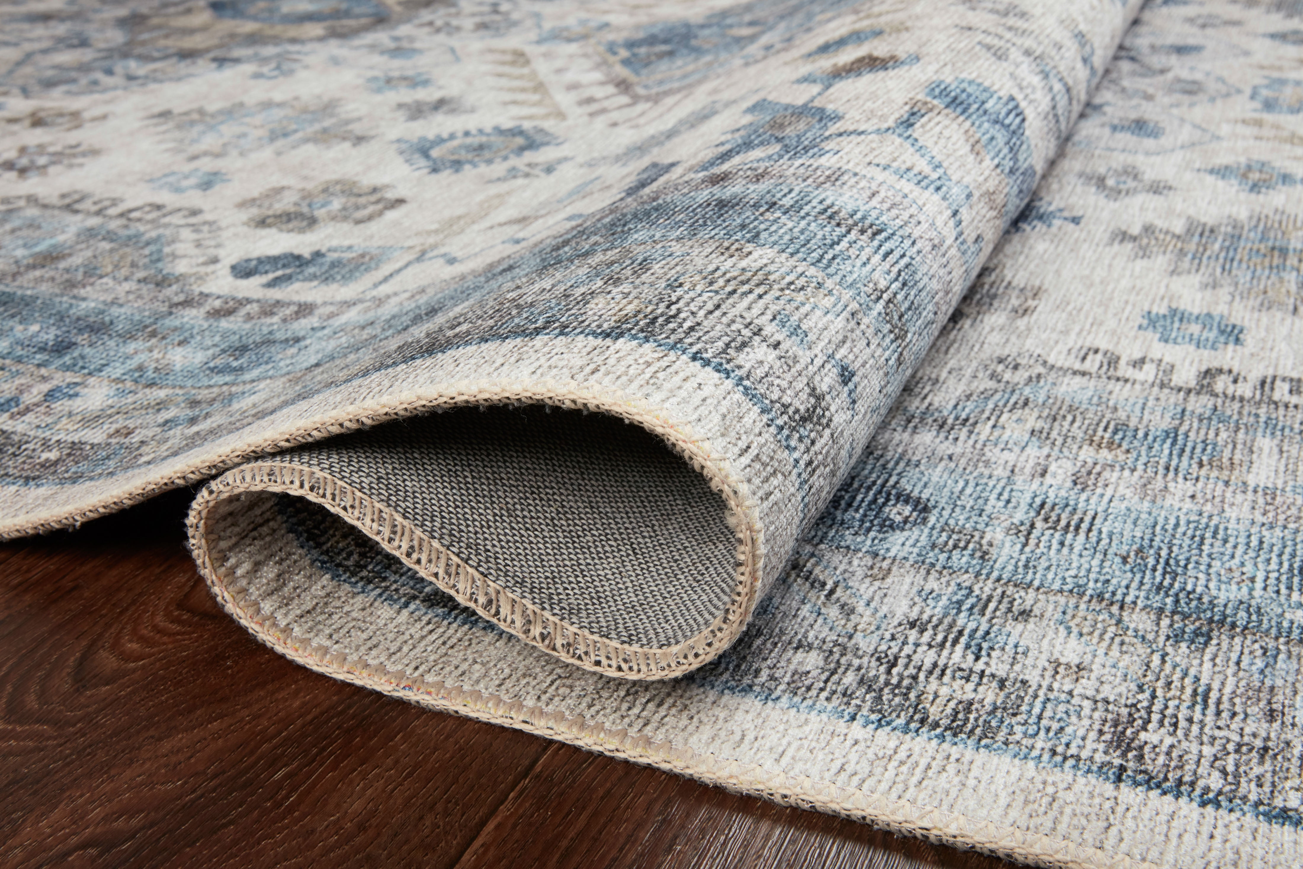 Loloi Heidi Collection HEI-04 Ivory / Ocean, Southwestern Area Rug 18" x 18" Sample Swatch