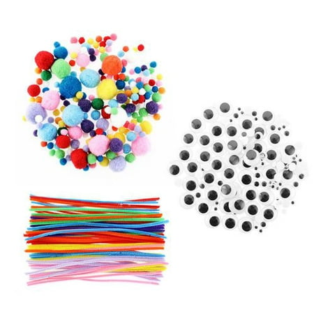 KABOER Pipe Cleaners Crafts Set, Wartoon Pipe Cleaners Chenille Stem and Pompoms with Wiggle Eyes for Craft DIY Art Supplies, 500