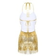 thumbnail image 5 of inlzdz Women's Latin Dance Dress Salsa Cha-Cha Rumba Ballroom Dance Costume Cocktail Fringe Dress Gold M, 5 of 7