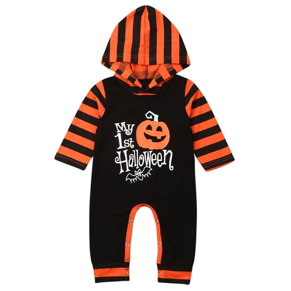 Inevnen My 1st Halloween Baby Hoodie Romper Boys Girls Pumpkin Jumpsuit Outfit Long Sleeve