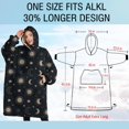 thumbnail image 4 of Oversized Wearable Blanket Hoodie,Dark Blue Sun Moon Star Pattern Sherpa Blanket Hoodie with Super Pockets,Super Warm Fuzzy Pullover for Women & Men, 4 of 6