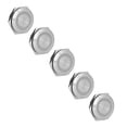 thumbnail image 4 of 5Pcs Momentary Push Button Switch Metal Auto Reset Ultra Thin Waterproof with LED 25mmDC3~6V White, 4 of 5