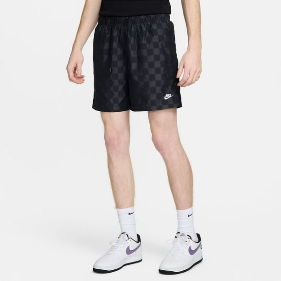 Men's Nike Club Checkered Flow Shorts Color: Black White Size: S