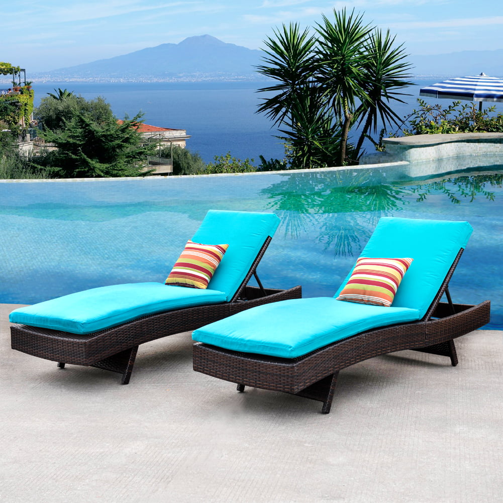 Sundale Outdoor 2PCS Deluxe Patio Adjustable Resin Wicker Chaise Lounge