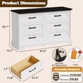 thumbnail image 5 of Homall Wooden 6 Drawer Dresser for Bedroom, Modern Chest of Drawers, Storage Cabinet Organizer with Metal Handles for Bedroom, Living Room and Closet, White and Black Top, 5 of 9