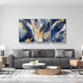 thumbnail image 4 of 3 Piece Abstract Wall Art Blue and Gold Paintings Minimalist Wall Decor Graffiti Poster Modern Artwork Picture HD Canvas Print,Framed for Living Room Bedroom Bathroom, 12"x16"x3 Panels, 4 of 6
