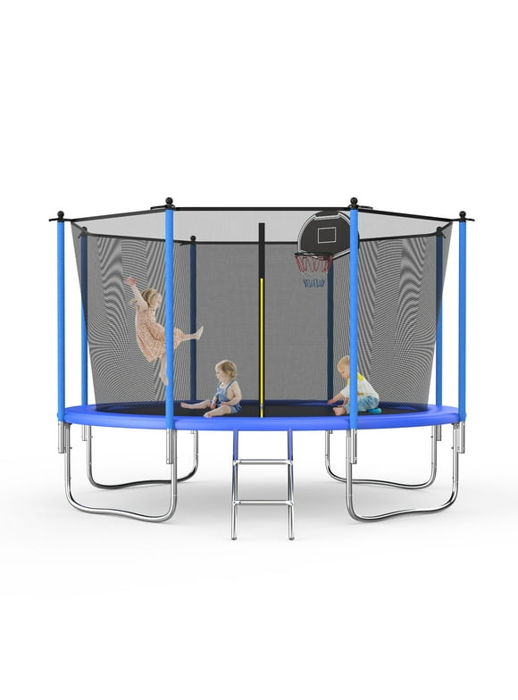 HEVAOTRY  10FT Trampoline for Kid&Adult Outdoor Trampoline with Safety Enclosure NetLadder