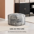 thumbnail image 5 of Anji Mountain Ivory Off-White Jacquard Woven Polyester Square Poufs, 5 of 7