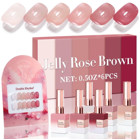 Set de esmaltes en gel Double Rhythm, 6 unidades, 15 ml, del mismo color, botella del mismo color