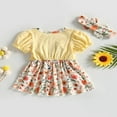 thumbnail image 4 of Infant Girl Princess Dress Flower Print Patchwork Dress with Headband, 4 of 9