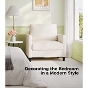 Welzona 33 Teddy Fabric Accent Chair, Comfy Reading Armchair for Living Room & Bedroom, Tool-Free Assembly, Off White