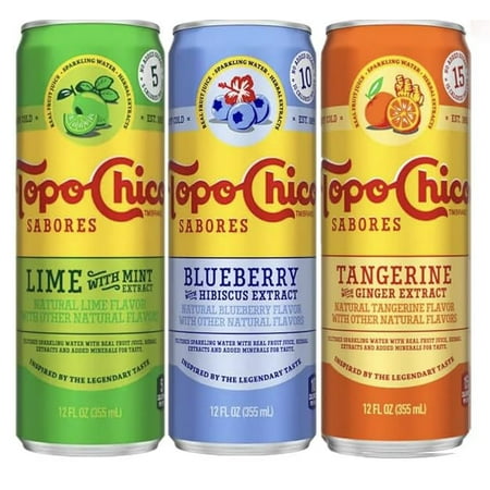 Topo Chico Sabores, Variety Pack Sparkling Water, 12 Oz Can