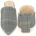thumbnail image 3 of Unique Bargains Women's Pointed Toe Slip on Chunky Heels Houndstooth Slide Mules, 3 of 6