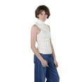 thumbnail image 5 of Socal Look Women's Sleeveless Turtleneck Sweater Top in Stretchable Viscose Cream, M, 5 of 7