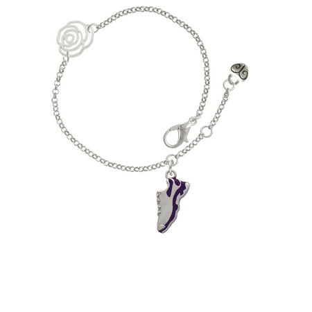 

Delight Jewelry Silvertone Purple Running Shoe Silver-tone Rose Link Chain Bracelet 6.25 +1.75 Extender