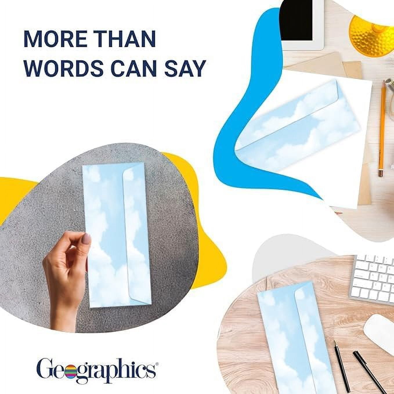 Geographics Clouds Letterhead No 10 Envelopes - Business Envelopes Self Seal Letter Size - Peel and Seal Secure Colored Envelopes - Ideal for Office & Personal Use, Pack of 600