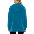thumbnail image 4 of Fesfesfes Women's Casual Velour Hooded Pullover Sweatshirt Long Sleeve Drawstring Hoodie Top with Kangaroo Pocket Solid Color Loose Fit for Fall Winter Daily Wear, 4 of 8