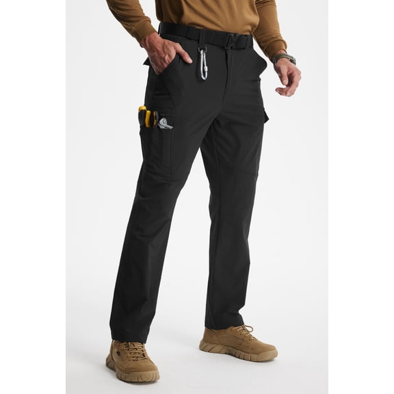 MASKERT Men's Work Pants Hiking Cargo Pants Water Resistant Stretch Outdoor Trousers with 9 Pockets