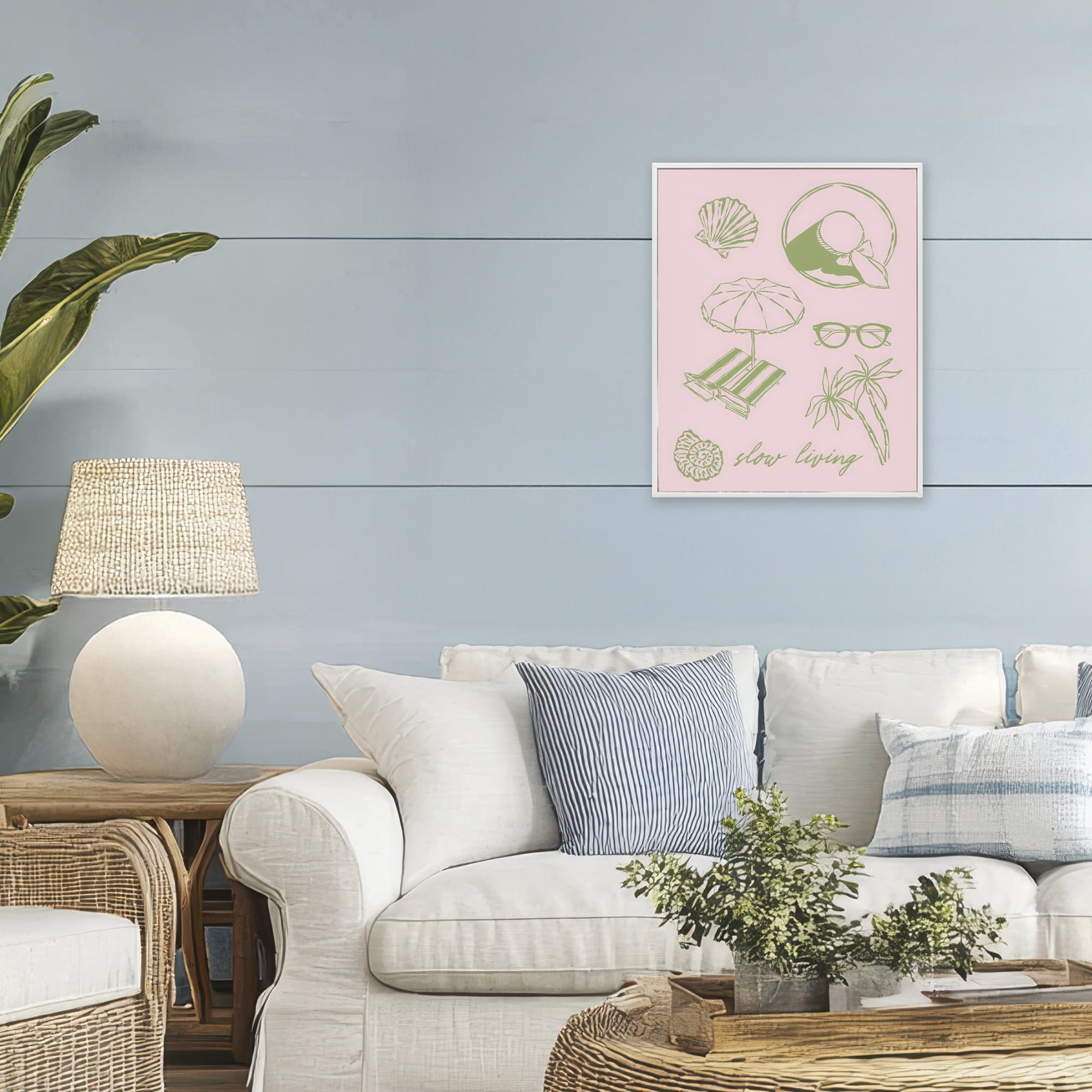 Stupell Industries Slow Beach Living White Framed Giclee Art, design by The Prints Vibe