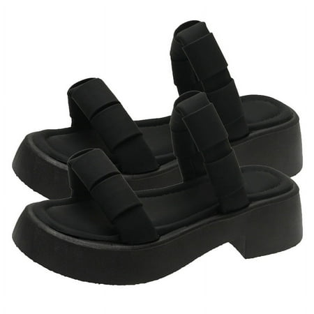

Women s Flat Sandals with Thick Heel & Anti-Slip Sole Black Size 37 Beach Ready