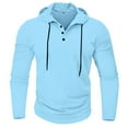 thumbnail image 2 of VSSSJ Men's Casual Fashion Button Up Pullover Hoodies Athletic Fit Solid Color Long Sleeve Comfy Trendy Drawstring Hooded Big And Tall Sweatshirts Sky Blue L, 2 of 4