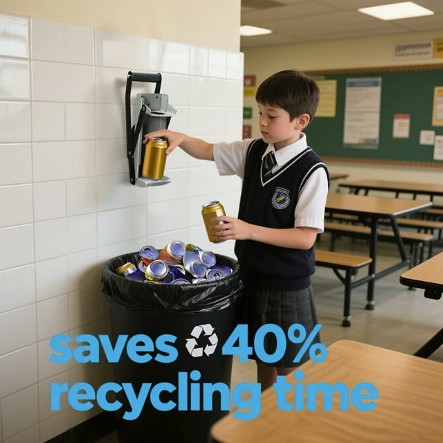 Heavy Duty Wall Mounted Can Crusher with Auto Drop System for Efficient Recycling Crushes 8 to 16oz Cans Includes Kitchen Storage Organizer