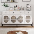 thumbnail image 6 of EastVita 62 inches Buffet Cabinet with Storage Large Sideboard Cabinet Coffee Bar Cabinets with 3 Drawers and 4 Fluted Glass Doors for Home/Kitchen/Dining Room (White), 6 of 7