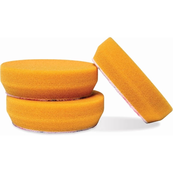 Orange Foam Correcting Pads for Car Polishing and Detailing, Removes Light to Moderate Paint Defects, Durable, Machine-Washable, 11241, 3", Set of 3