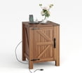 thumbnail image 2 of Accreate Farmhouse Nightstand with USB Charging Station, Rustic Bedside Table with Charging Station & Sliding Barn Door, 18" Modern Two-Tier Nightstand for Bedroom, Night Stand, 2 of 7