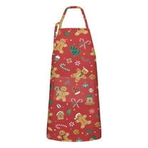 Red Christmas Gingerbread Man Apron-Garden Aprons for Women with Pockets-Cotton Linen Waterproof Kitchen Cooking Gardening Aprons Adjustable for Kitchen,Cooking,BBQ and Salon 32"x27"