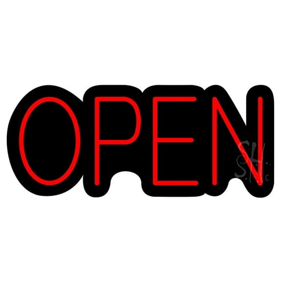 Open Contoured Black Backing LED Neon Sign 10 x 24 - inches, Clear Edge Cut Acrylic Backing, with Dimmer - Bright and Premium built indoor LED Neon Sign for storefront.