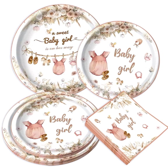 Bohemian Sweet Theme Baby Shower Disposable Tableware Set - Charming Celebration Supplies