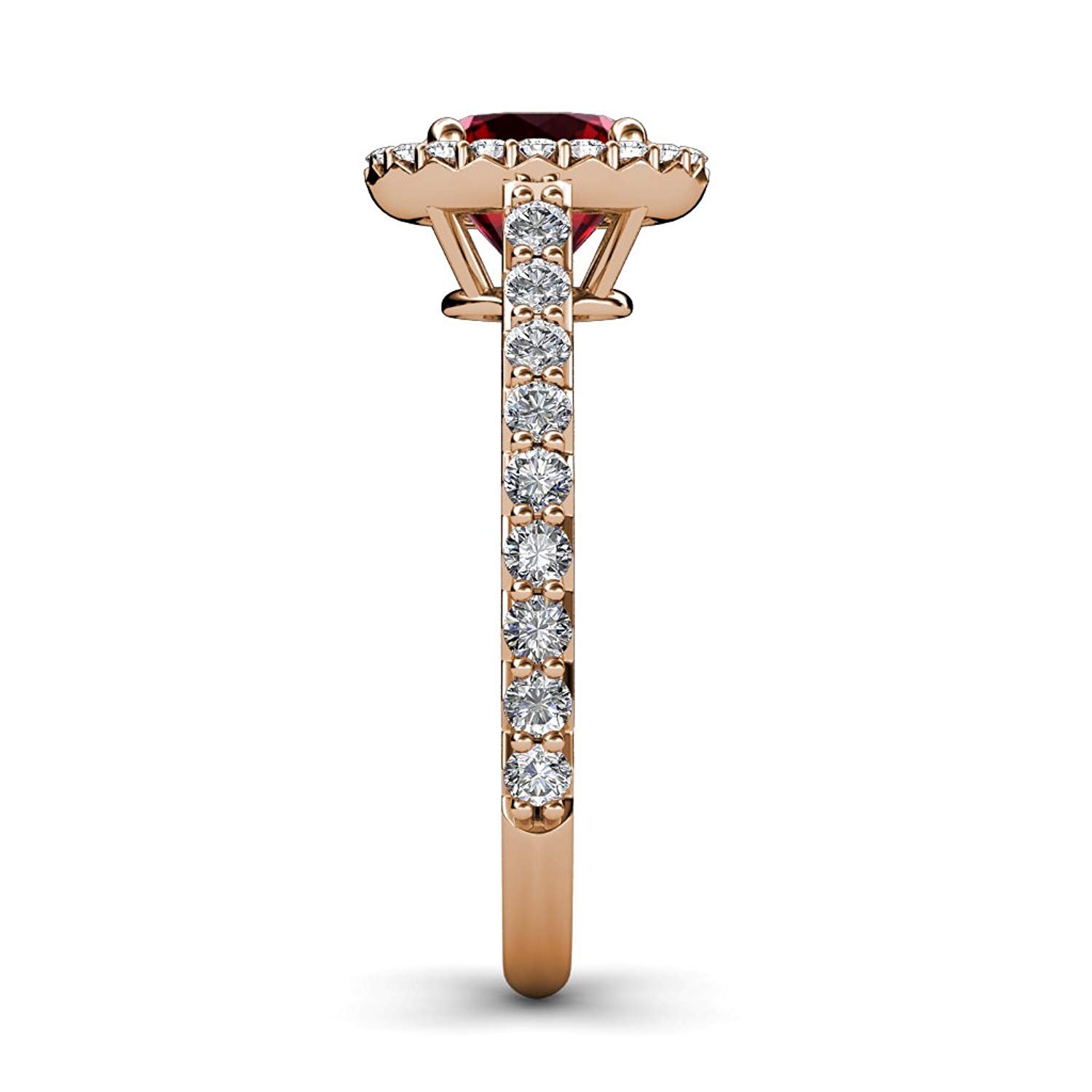 Ruby and Diamond (SI2-I1, G-H) Halo Engagement Ring 1.33 ct tw in 14K Rose Gold.size 8.5 - image 5 of 8