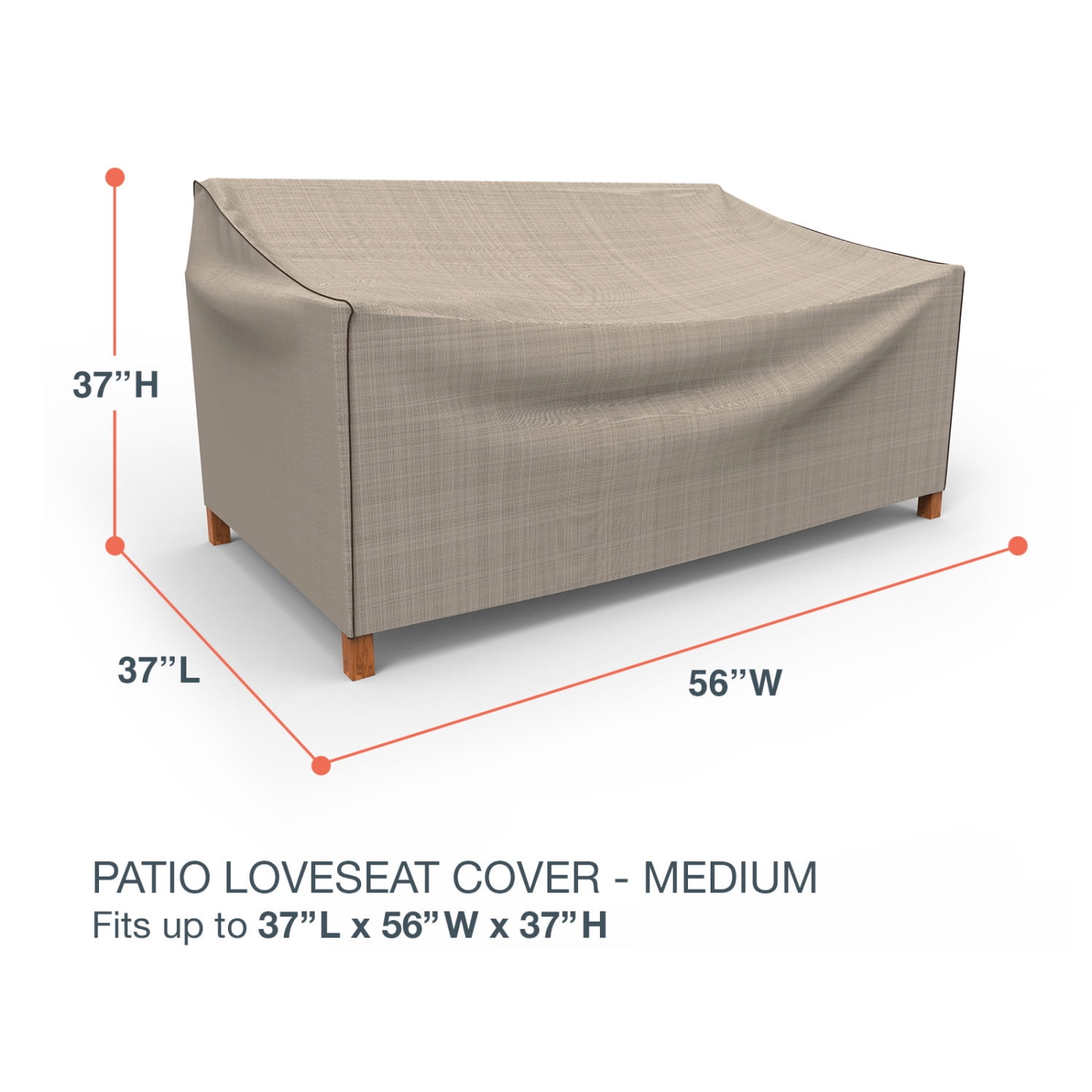 Budge Medium Black Ivory Patio Loveseat Cover, StormBlock™ Mojave