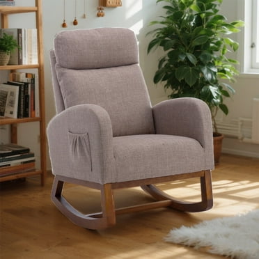 YIYADO Modern Rocking Chair, Kids Glider Recliner with Wood, High Back Accent Chair for Nursery, Living Room, and Bedroom