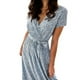thumbnail image 1 of Vestido de mujer con estampado floral, manga corta, escote en V y fajas hasta la mitad de la pantorrilla, 1 of 5