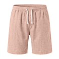 thumbnail image 2 of Hogleaql Men's Casual Cotton Linen Shorts Elastic Waist Drawstring Shorts Summer Beach Vacation Pink S, 2 of 9
