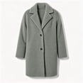 thumbnail image 3 of Women's Fleece Peacoat Plush Notch Lapel Collar Jacket Mid Length Winter Single Button Trench Outerwear, 3 of 4