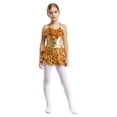 thumbnail image 2 of Haitryli Kids Girls Sequins Ballet Dance Dress Tiered Ruffle Sleeveless Cutout Metallic Dress Ballerina Dancewear Gold 12, 2 of 7