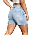 thumbnail image 5 of PYGNJK Women's Denim Ripped Shorts Frayed Hem Loose Fit Vintage Summer Jean Short Pants with Pockets Streetwear, 5 of 7