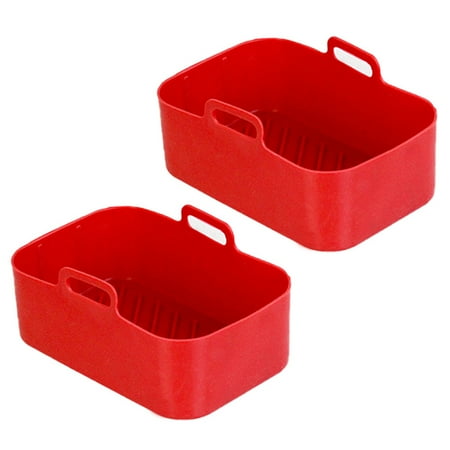 

FTjfrsbc 2Pcs Air Fryer Pot Kitchen Bakeware Silicone for Ninja Dz201 Foodi 8qt (Red)