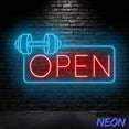 thumbnail image 3 of Handmadetneonsign Gym Fitness Open Neon Sign, Barbell Led Sign, Gym Open Wall Art, Weightlifting Wall Sign Decor 77050, 3 of 5