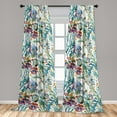 thumbnail image 2 of Jungle Boho Window Curtains, Aquarelle Forest Themed Floral Scene with Leaves Greenery Print, Lightweight Decor 2-Panel Set with Rod Pocket, Pair of - 28"x84", Eggshell Seafoam Indigo, by Ambesonne, 2 of 3